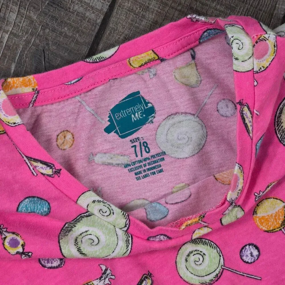 Extremely Me, Child's Pink Draw String Dress with Candy Design in size 7/8